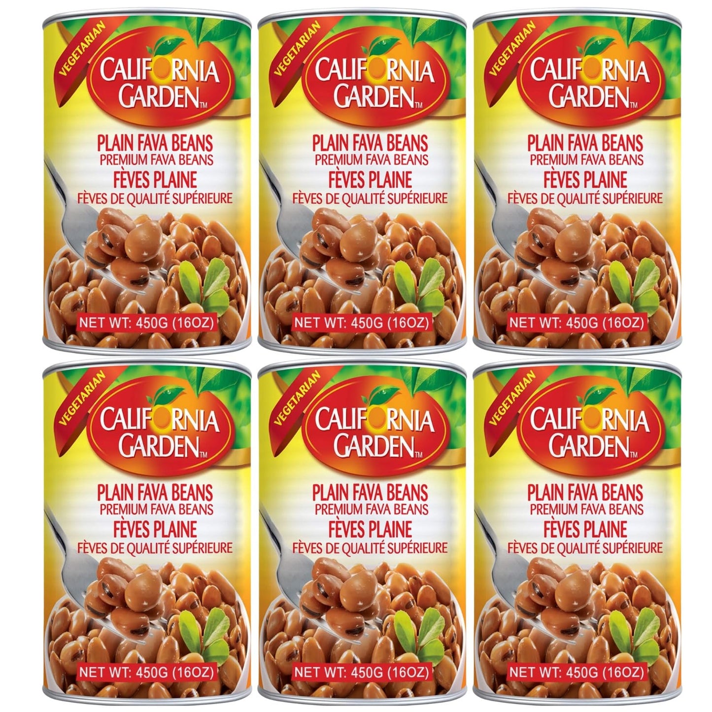 California Garden - Premium Fava Beans, Plain (6 Pack) 15.9oz x 6