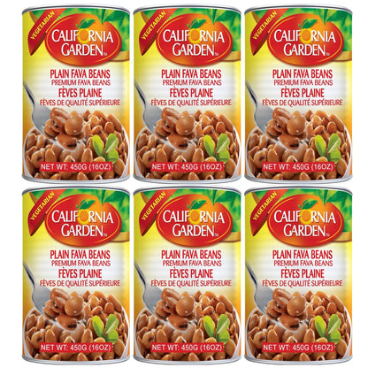 California Garden - Premium Fava Beans, Plain (6 Pack) 15.9oz x 6
