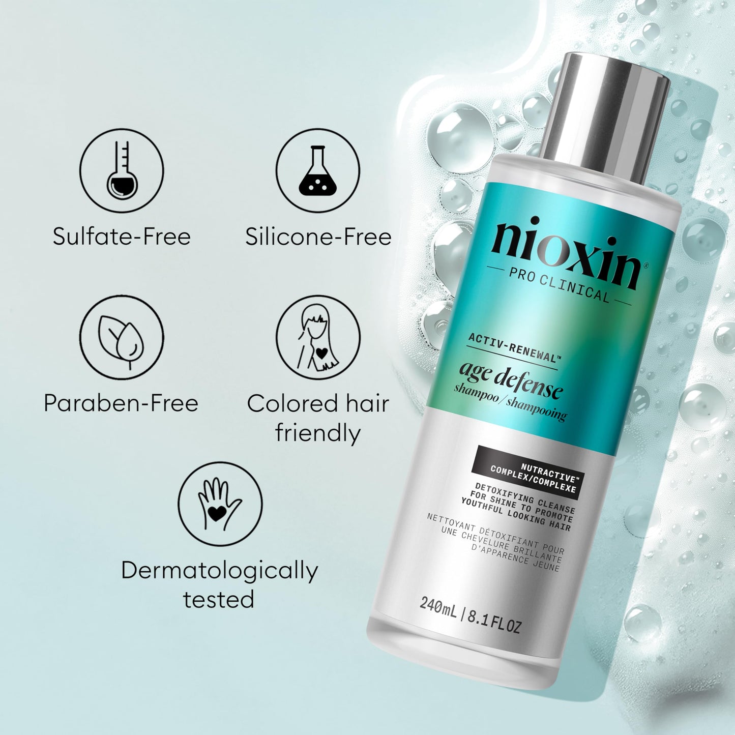 Nioxin Age Defense Shampoo for Aging Hair | Detox Scalp Cleanser with Niacinamide | Deeply Cleanses & Purifies Scalp & Hair | Paraben, Sulfate & Silicone-Free | Daily Use