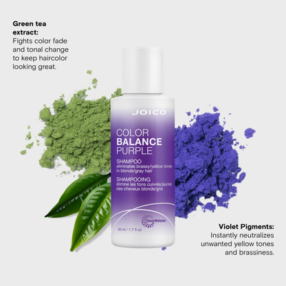 Joico Color Balance Purple Shampoo | For Cool Blonde or Gray Hair | Eliminate Brassy Yellow Tones | Boost Color Vibrancy & Shine | UV Protection | With Rosehip Oil & Green Tea Extract