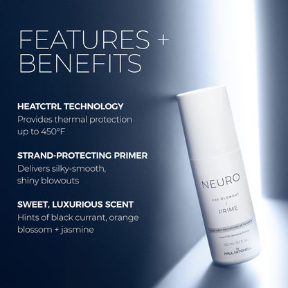 Neuro by Paul Mitchell Prime HeatCTRL Blowout Primer, For Blow-Drying All Hair Types