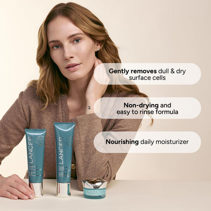 Lancer Skincare The Method Intro Kit, 3-Step Anti-Aging Facial Exfoliator, Cleanser, and Moisturizer Kit for Glowing Skin, Reveals Healthy-Looking Glowing Skin