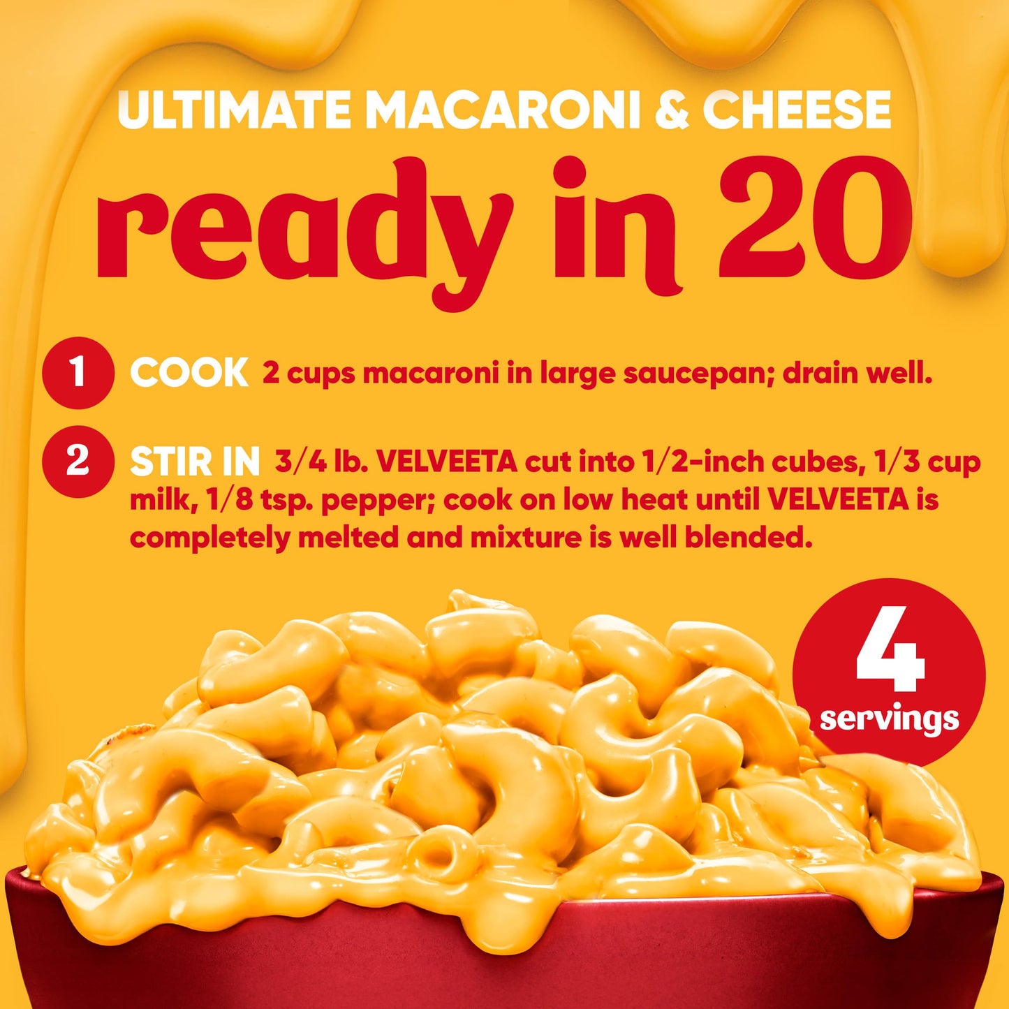 Velveeta Fresh Packs Original Pasteurized Recipe Cheese Product Blocks, 5 ct Pack