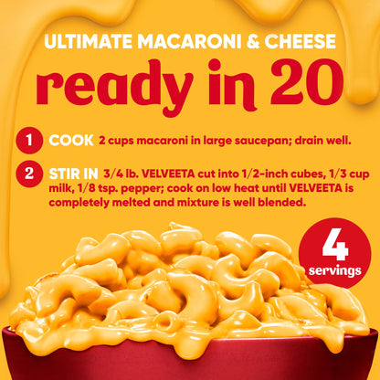 Velveeta Fresh Packs Original Pasteurized Recipe Cheese Product Blocks, 5 ct Pack