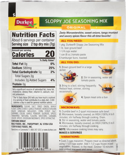 Durkee Sloppy Joe Seasoning Mix, 1.50 Ounce Packet