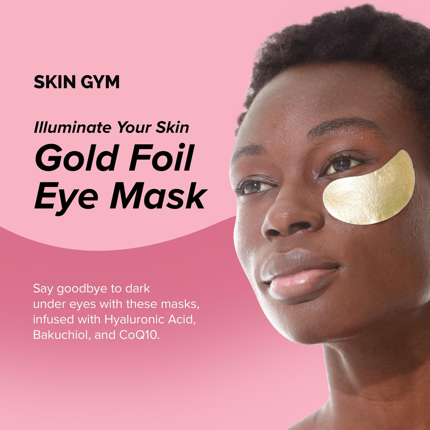 SKIN GYM Gold Foil Eye Mask 5 Pack, Hydrating and Brightening Under-Eye Treatment with Bakuchiol and Hyaluronic Acid