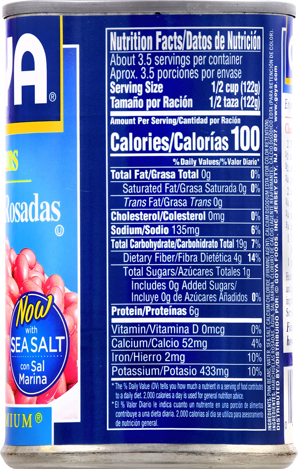Goya Foods Low Sodium Pink Beans, 15.5 Ounce (Pack of 2)