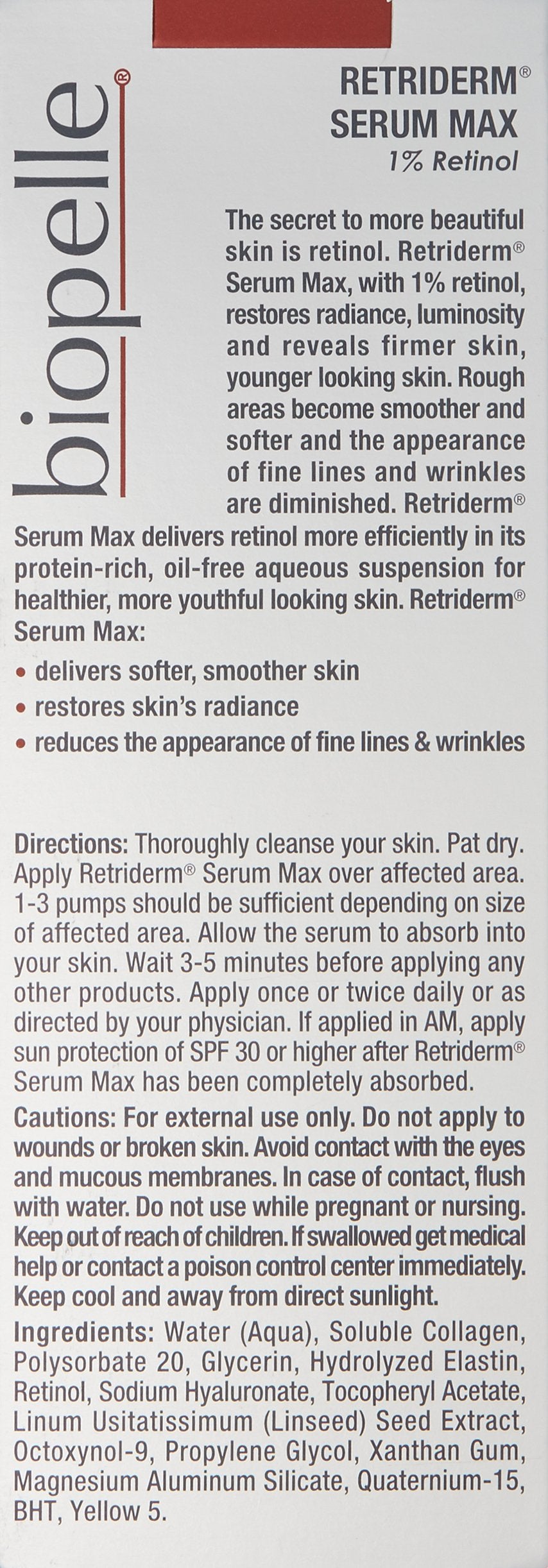 Biopelle Retriderm Serum, Retinol Face Serum, 1 Oz