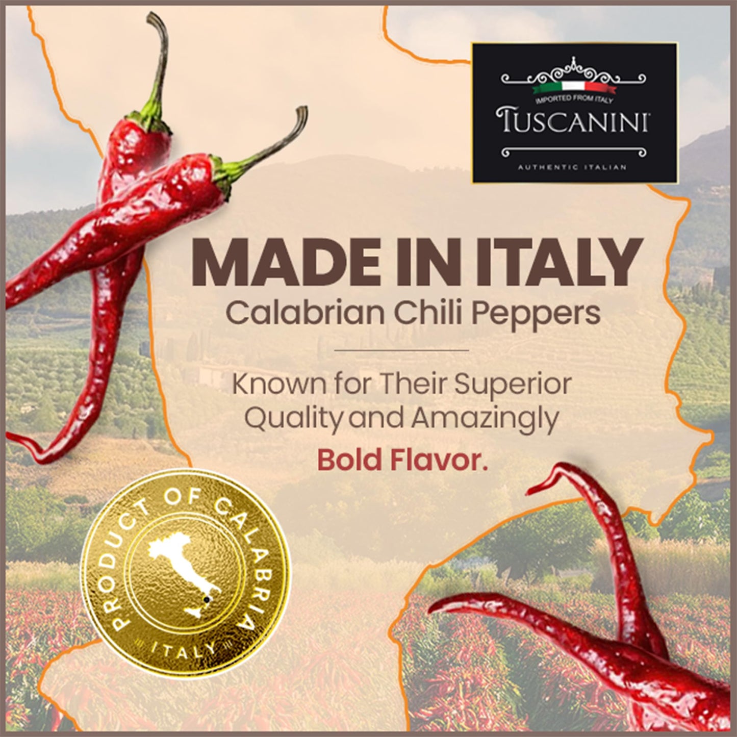 Tuscanini Italian Whole Calabrian Chili Peppers In Oil, 9.2oz (2 Pack) | Beautifully Red and Long Peppers | Nothing Artificial | Product of Italy | Kosher