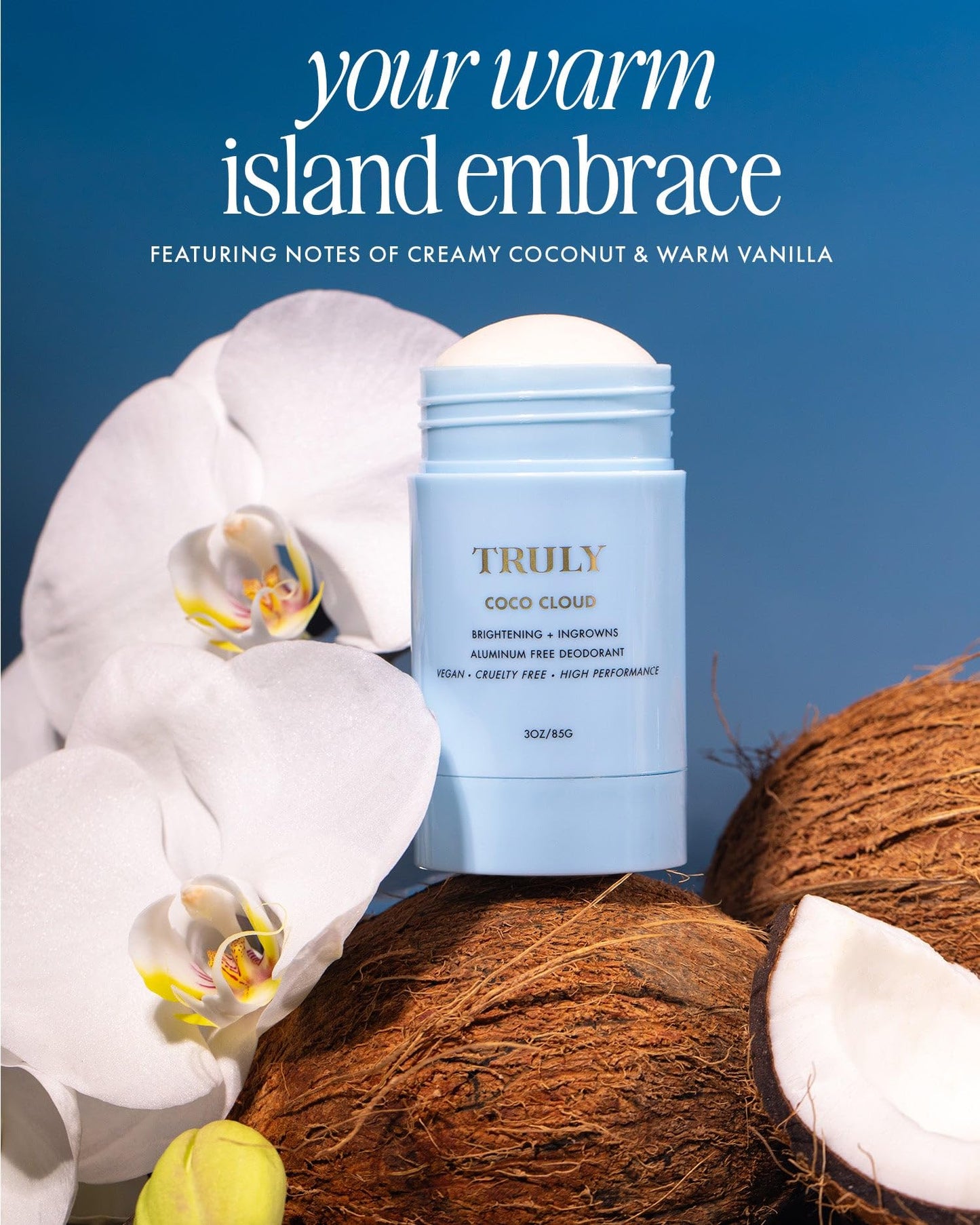Truly Beauty Coco Cloud Deodorant | Targets Body Odor, Ingrown Hairs & Discoloration | Gentle, Aluminum-Free Deodorant | Made with Coconut oil & Mandelic Acid | Coconut & Vanilla Scent | (3 Oz)