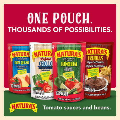 NATURA'S Refried Red Beans, Ready-to-Eat Vegetarian Refried Beans, Frijoles Rojos 13.40 oz Pouch (Pack of 3)