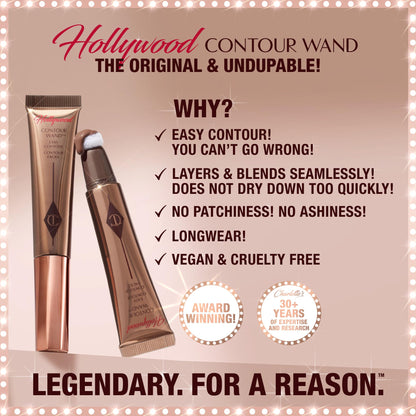 Charlotte Tilbury Hollywood Liquid Contour Wand - Easy-to-Use Contour Stick & Liquid Bronzer for Sculpting & Shaping - Leaves a Natural-Looking Sculpted Finish