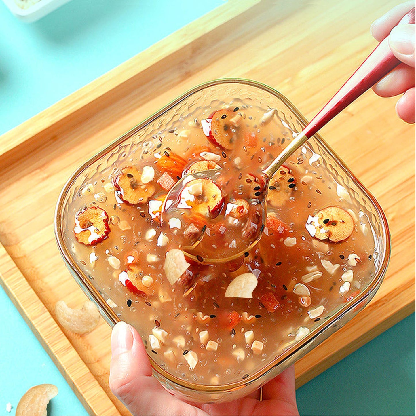 Lotus Root Powder Mix Chinese Soup,Chia Seeds And Nuts Brewing Lotus Root Starch,Sweet Snacks,low Calorie Healthy Instant Breakfast(17oz)
