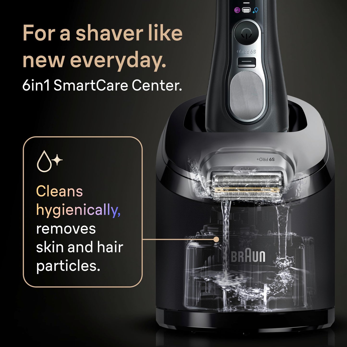 Braun Series 9 PRO+ Electric Shaver, Pro SensoAdapt, 6in1 SmartCare Center, Wet & Dry Razor, 9660CCPS, Black