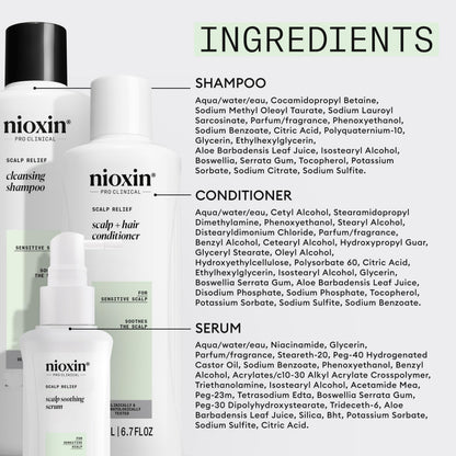 Nioxin Scalp Relief System Kit | For Sensitive Itchy Scalp | Made with Aloe Vera and Vitamin E | Trial Size