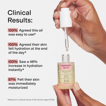 CLEARSTEM GOLDENHOUR Hydrating Facial Oil - Plumping Face Oil for Women for Deep Face Hydration - Non-Comedogenic Vitamin C Oil for Skin with Hyaluronic Acid and Watermelon Seed for Glowing Skin