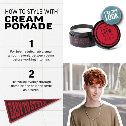 American Crew Men's Hair Cream Pomade, Like Styling Gel with Light Hold & Low Shine, 3 oz