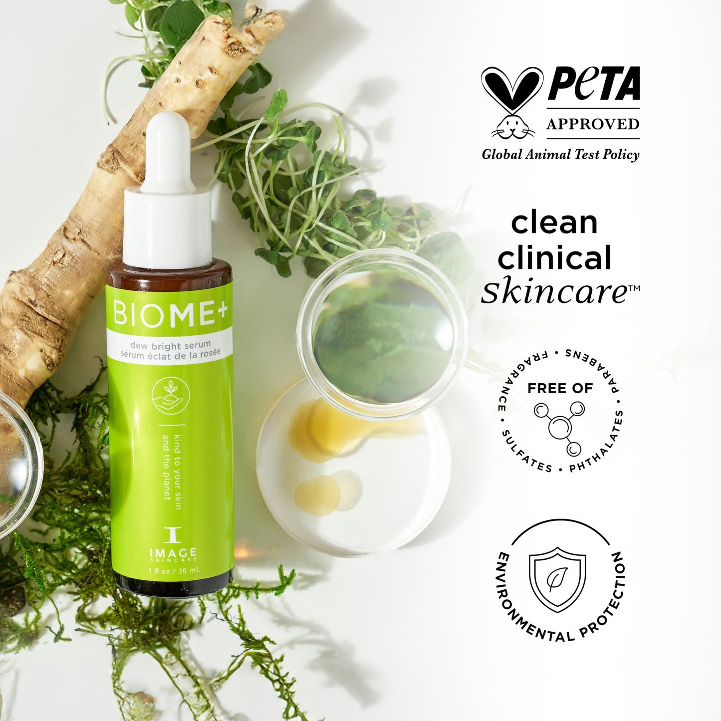 IMAGE Skincare, BIOME+ Dew Bright Serum, Microbiome Friendly Facial Serum, Boosts Luminosity and Enhances Elasticity