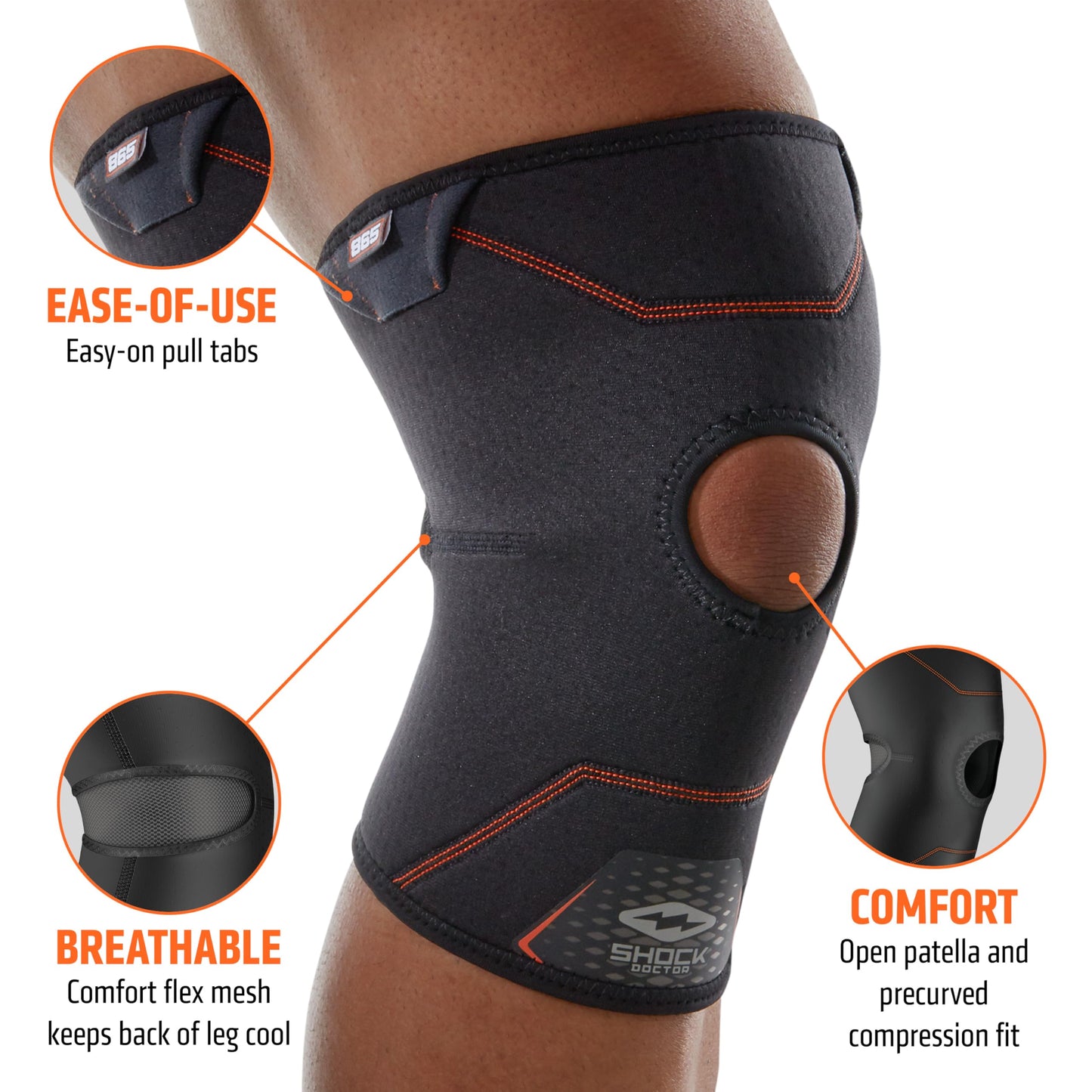 Shock Doctor Knee Brace Compression Sleeve Support (1 Unit). Helps Pain / Healing from Arthritis, Bursitis, Tendonitis, Meniscus Tear, Patella Alignment and more. For Basketball, Football, Running and most Sports. Increases Blood Flow. Knee Wrap for...