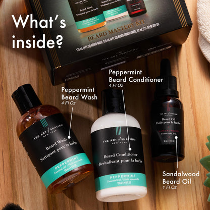 The Art of Shaving Beard Prep Kit - 4oz Peppermint Facial Hair Wash & Conditioner, 1oz Sandalwood Beard Oil
