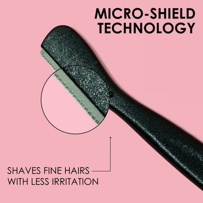 Japonesque Eyebrow Razor with Ultra-Sharp Stainless Steel Blades, for Removal of Facial Hair on Women. Also acts as a Dermaplane Razor to Remove Peach Fuzz & Exfoliate the face -Travel Cap Included