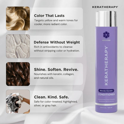 KERATHERAPY Keratin Infused Totally Blonde Violet Toning Conditioner, 10.1 fl. oz., 300 ml - Keratin Therapy Purple Conditioner for Blonde Hair, Brassy, Silver, & Highlighted - Sulfate & Paraben Free
