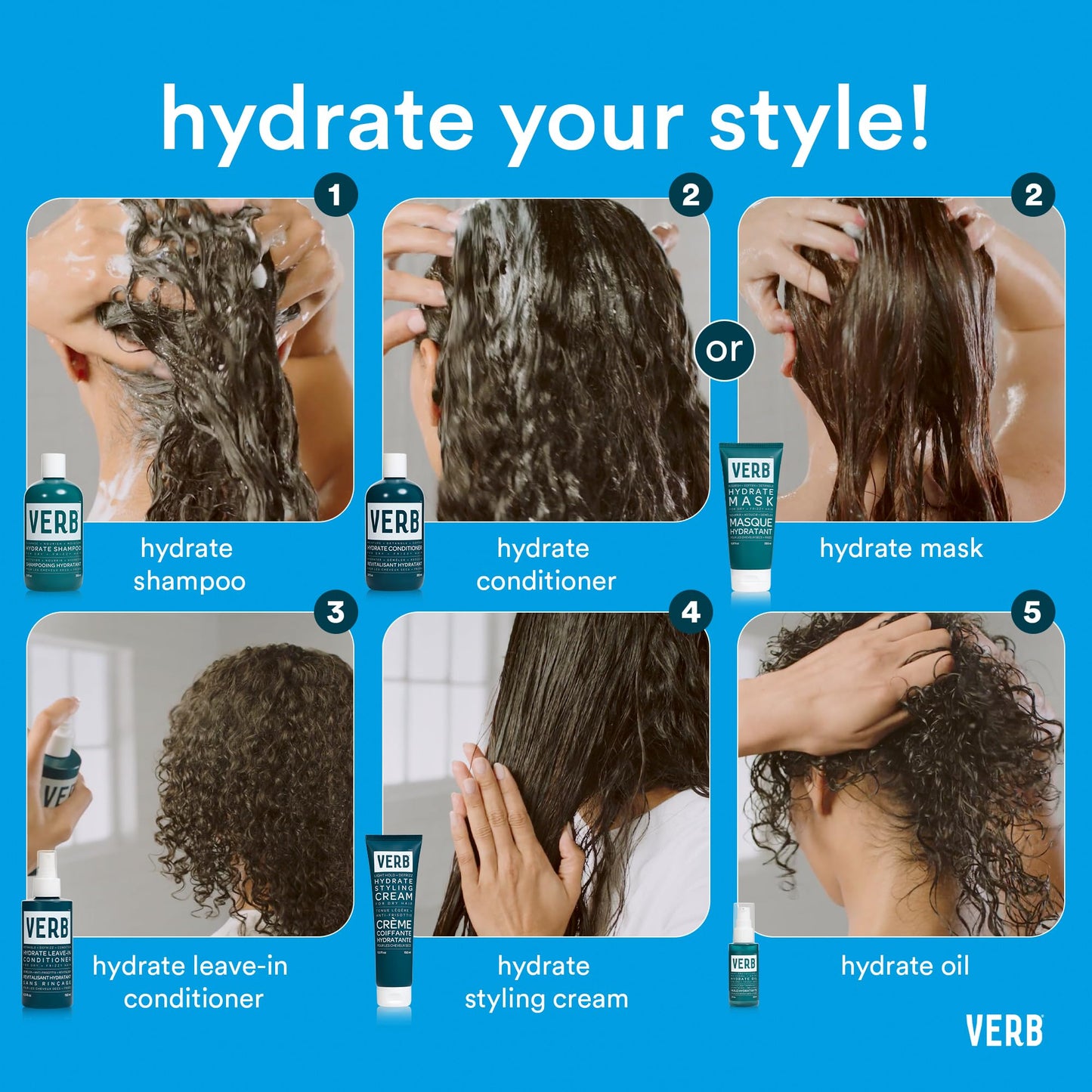 VERB Hydrate Shampoo - Cleanse Dry + Frizzy Hair - Smooth + Reduce Frizz - Amber + Warm Jasmine Scent
