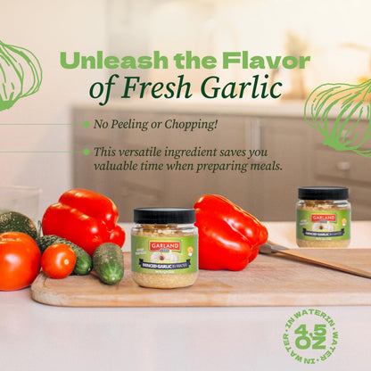 Garland Food Minced Garlic in Jar in Olive Oil 4.5 oz – Made in the USA – Minced Garlic in Olive Oil Ready to Use for Cooking & Marinades