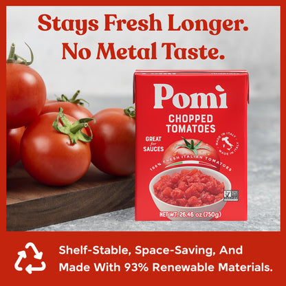 Pomì Chopped Tomatoes 26.46oz (Pack of 12) - Non-GMO, Gluten-Free, BPA-Free - 100% Fresh Italian Tomatoes for Sauces, Pasta & Pizza, Canned Tomatoes Alternative