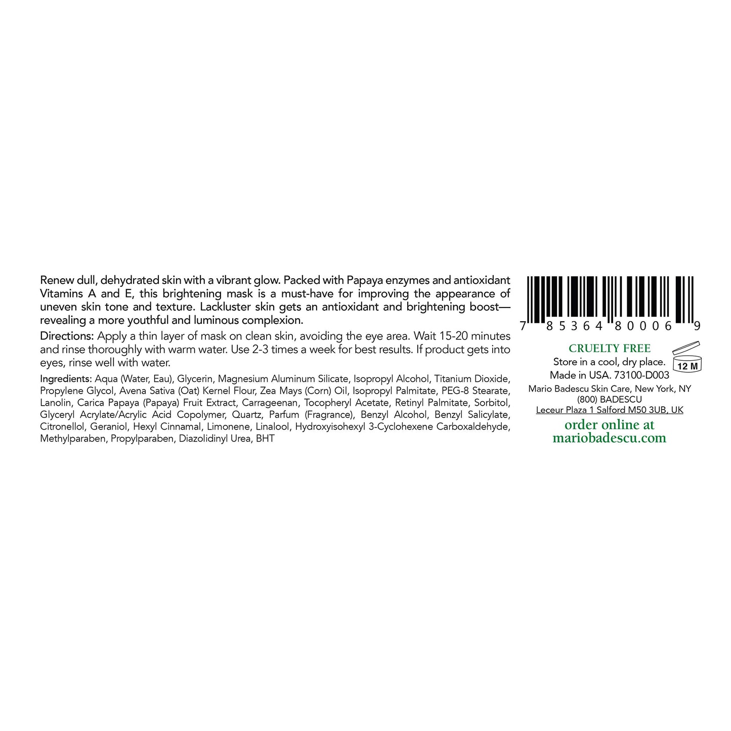 Mario Badescu Mask 2 Oz - Healing and Soothing, Cucumber Tonic, Enzyme Revitalizing, and Rose Hip Face Mask Skin Care - Facial Masks for Women and Men