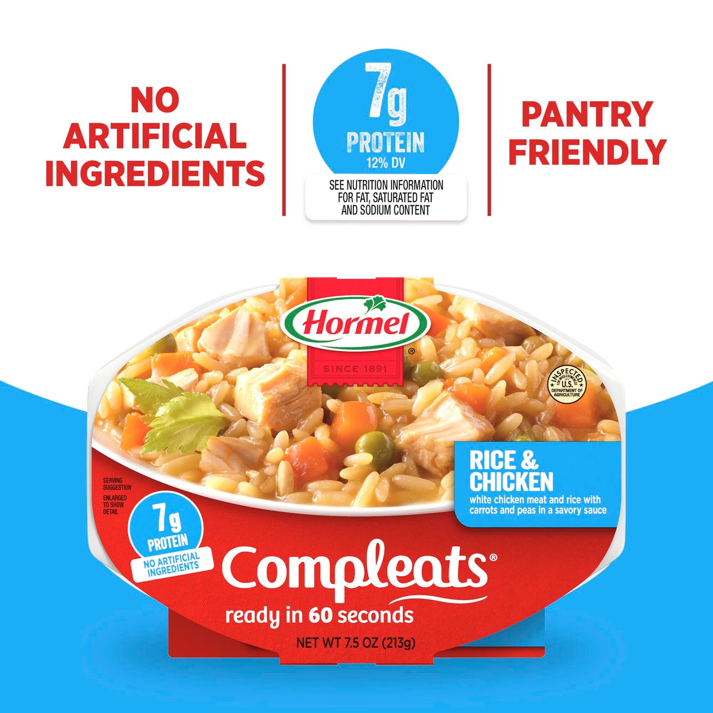 HORMEL COMPLEATS Rice & Chicken Microwave Tray, 7.5 Ounces (Pack of 7)