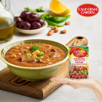 California Garden - Premium Fava Beans, Plain (6 Pack) 15.9oz x 6
