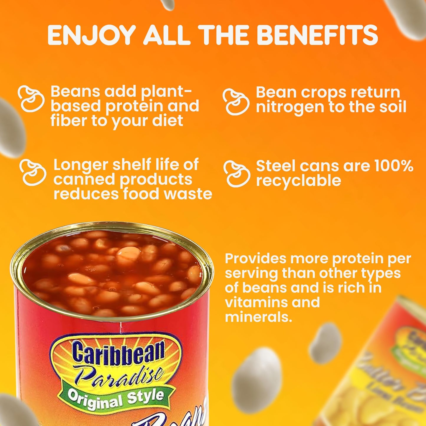 Caribbean Paradise Butter Beans, Canned Lima Beans 14 Oz (Pack of 4)