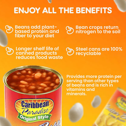 Caribbean Paradise Butter Beans, Canned Lima Beans 14 Oz (Pack of 4)