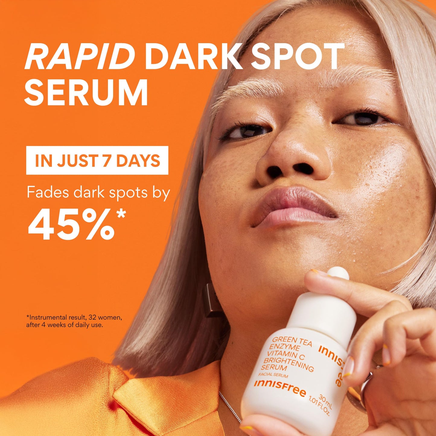 Innisfree Green Tea Enzyme Vitamin C Serum for Brightening Dark Spot Correction, Korean Face Serum for Radiant Glow