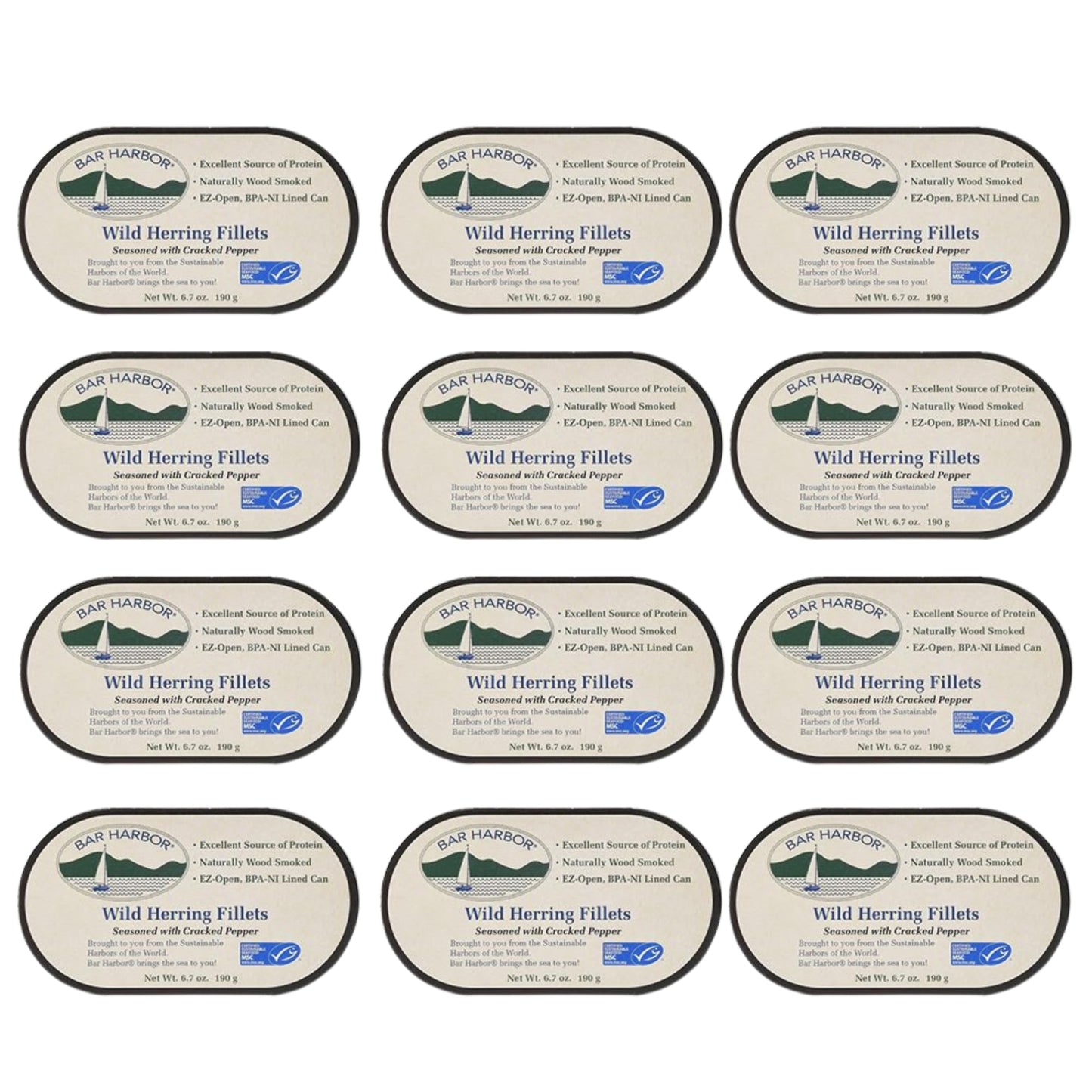 Bar Harbor Wild Herring Fillets Seasoned with Cracked Pepper, 6.7 oz – Naturally Wood Smoked