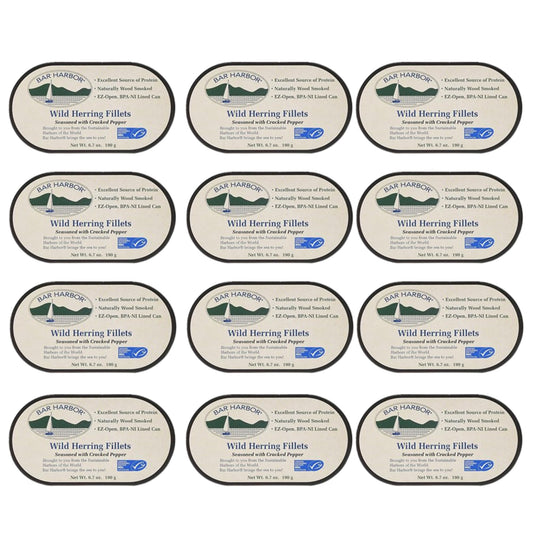 Bar Harbor Wild Herring Fillets Seasoned with Cracked Pepper, 6.7 oz – Naturally Wood Smoked