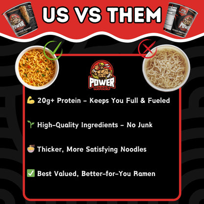 Power Noods High Protein Ramen Noodles - 12 or 6 Pack | Protein Ramen Cups for Lunch or Dinner | Better for You Plant-Based Instant Meal