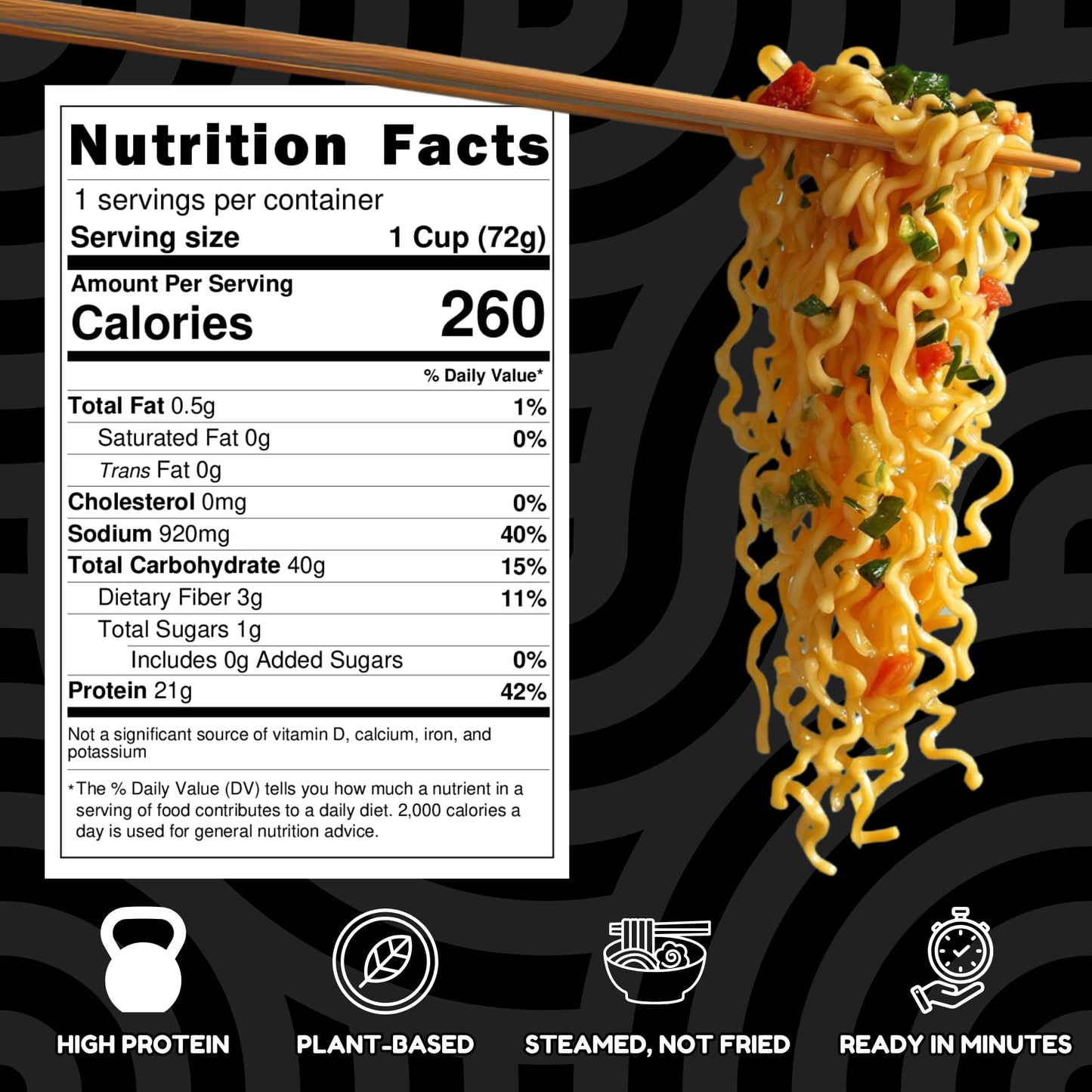 Power Noods High Protein Ramen Noodles - 12 or 6 Pack | Protein Ramen Cups for Lunch or Dinner | Better for You Plant-Based Instant Meal