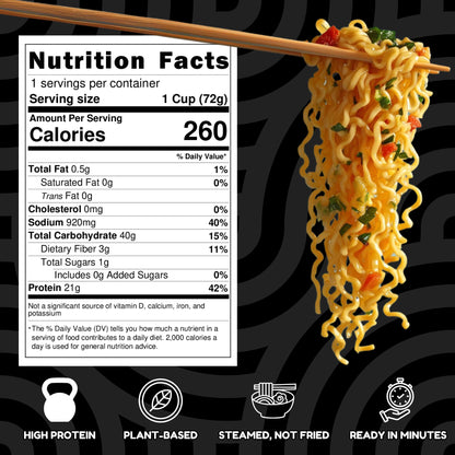 Power Noods High Protein Ramen Noodles - 12 or 6 Pack | Protein Ramen Cups for Lunch or Dinner | Better for You Plant-Based Instant Meal