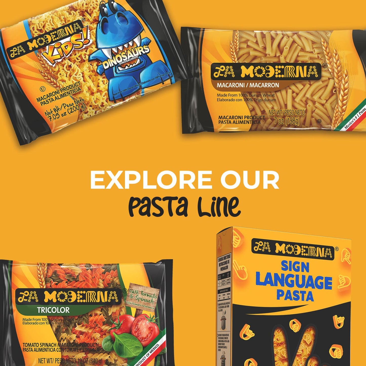 LA MODERNA, Kids Dinosaur Pasta, 7.05 oz (Pack of 1) - Made with Durum Wheat Semolina | Fun Shapes for Kids | Enriched with Iron & B Vitamins | Non-GMO | Kosher | Quick Family Meal