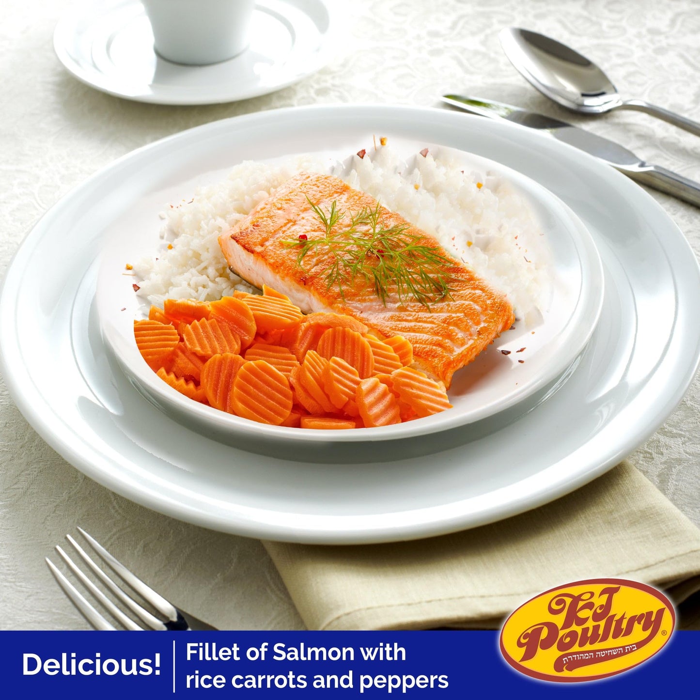 KJ Poultry Kosher Ready Meals - Salmon Fillet Fish, Parve MRE Meal Ready to Eat, Protein Food, Halal, (1 Pack) Prepared Entree Fully Cooked, Shelf Stable Microwave Dinner, Travel, Military, Camping