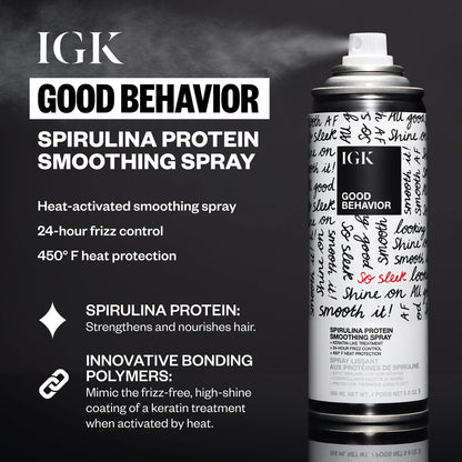 IGK Must Have Travel Kit Holiday 2025 – Includes GOOD BEHAVIOR Smoothing Spray, DISCO DISCO Shine Spray & ANTISOCIAL Dry Hair Mask – TSA Approved Travel Size Hair Essentials