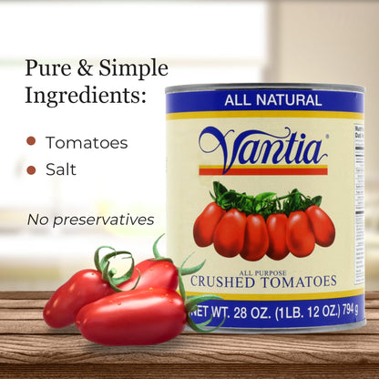 Vantia Crushed Tomatoes All Natural 28 oz Can – Imported Italian Chunky Crushed Tomatoes in Rich Tomato Juice, Perfect for Pasta Sauce, Soups, Stews & Classic Italian Cooking
