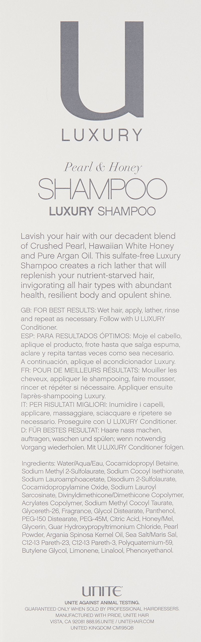 UNITE Hair – U LUXURY Shampoo – Nourishing Cleanser to Hydrate, Strengthen & Restore Shine – For Normal to Thick or Coarse Hair – 8.5 Fl Oz
