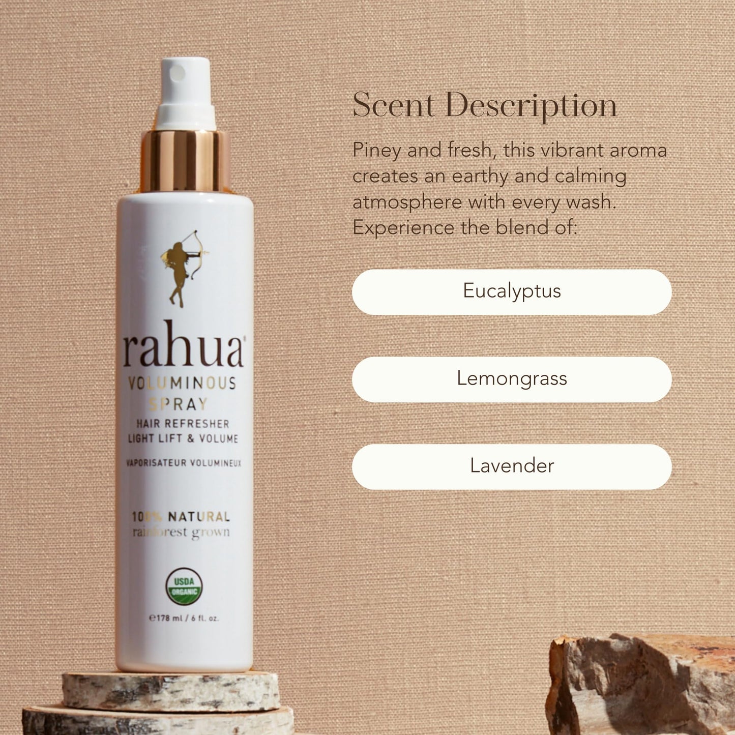 Rahua Voluminous Spray, Vegan Hair Spray for Fine to Medium Hair, Lightweight Texture & Oil Absorbing Lemongrass and Citrus Formula, Texturizing Lift for Refreshing Volume, 6 Fl Oz