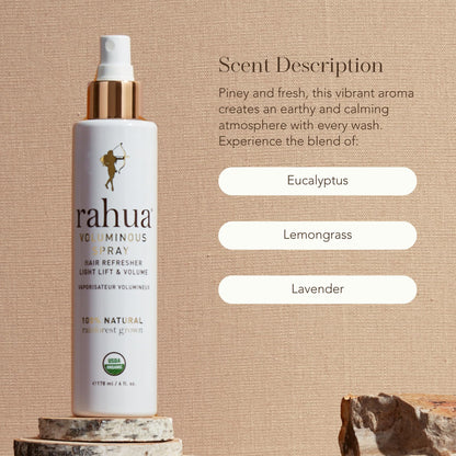 Rahua Voluminous Spray, Vegan Hair Spray for Fine to Medium Hair, Lightweight Texture & Oil Absorbing Lemongrass and Citrus Formula, Texturizing Lift for Refreshing Volume, 6 Fl Oz