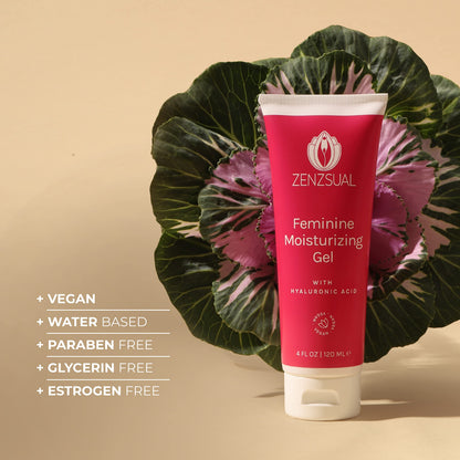ZENZSUAL Feminine Moisturizing Gel - with Hyaluronic Acid, Water Based Vaginal Moisturizer for Dryness, Irritation, Itchiness, or Discomfort, Fragrance-Free, 100% Vegan, No Parabens, 4oz (120ml)
