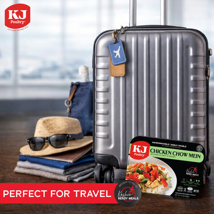 KJ Poultry Kosher Ready Meals - Chicken Chow Mein, MRE Meat Meals Ready to Eat, Gluten Free, Halal, (1 Pack) Prepared Entree Fully Cooked, Shelf Stable Microwave Dinner Travel Military Camping