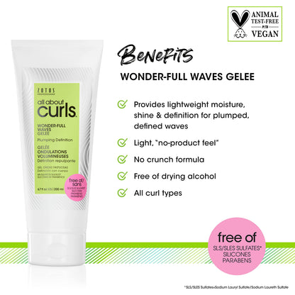 ALL ABOUT CURLS Wonder-Full Waves Gelee | Plumping Definition | Define, Moisturize, De-Frizz | All Curly Hair Types